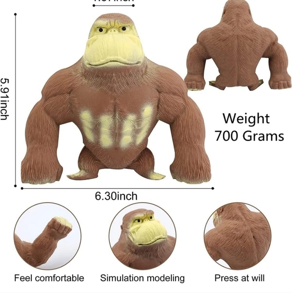 Stretchy Squeeze It Squish It Brown Gorilla Toy - Picture 2 of 8